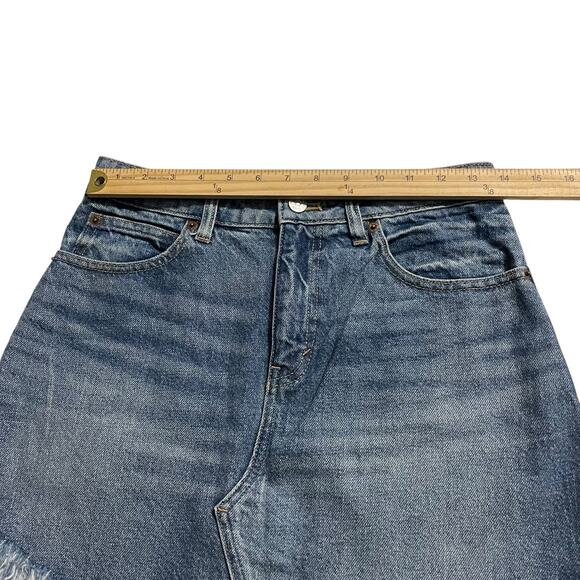 We The Free People Womens 26 Bailey Raw Hem Mini Skirt Blue Medium Wash Denim - Picture 8 of 9